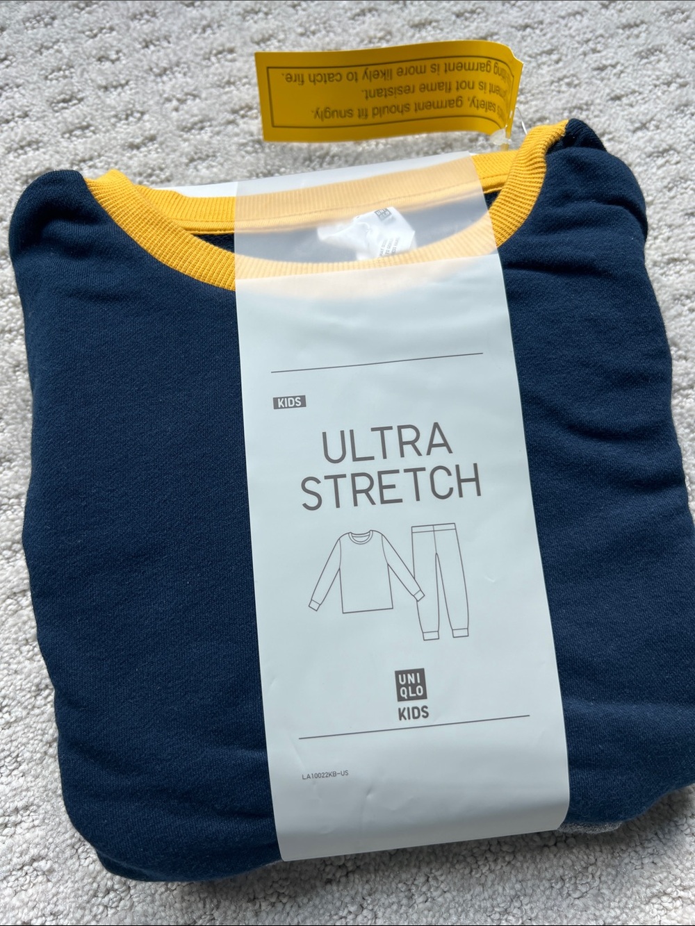 Uniqlo Kids Navy Top and Bottom Set with Yellow Trim